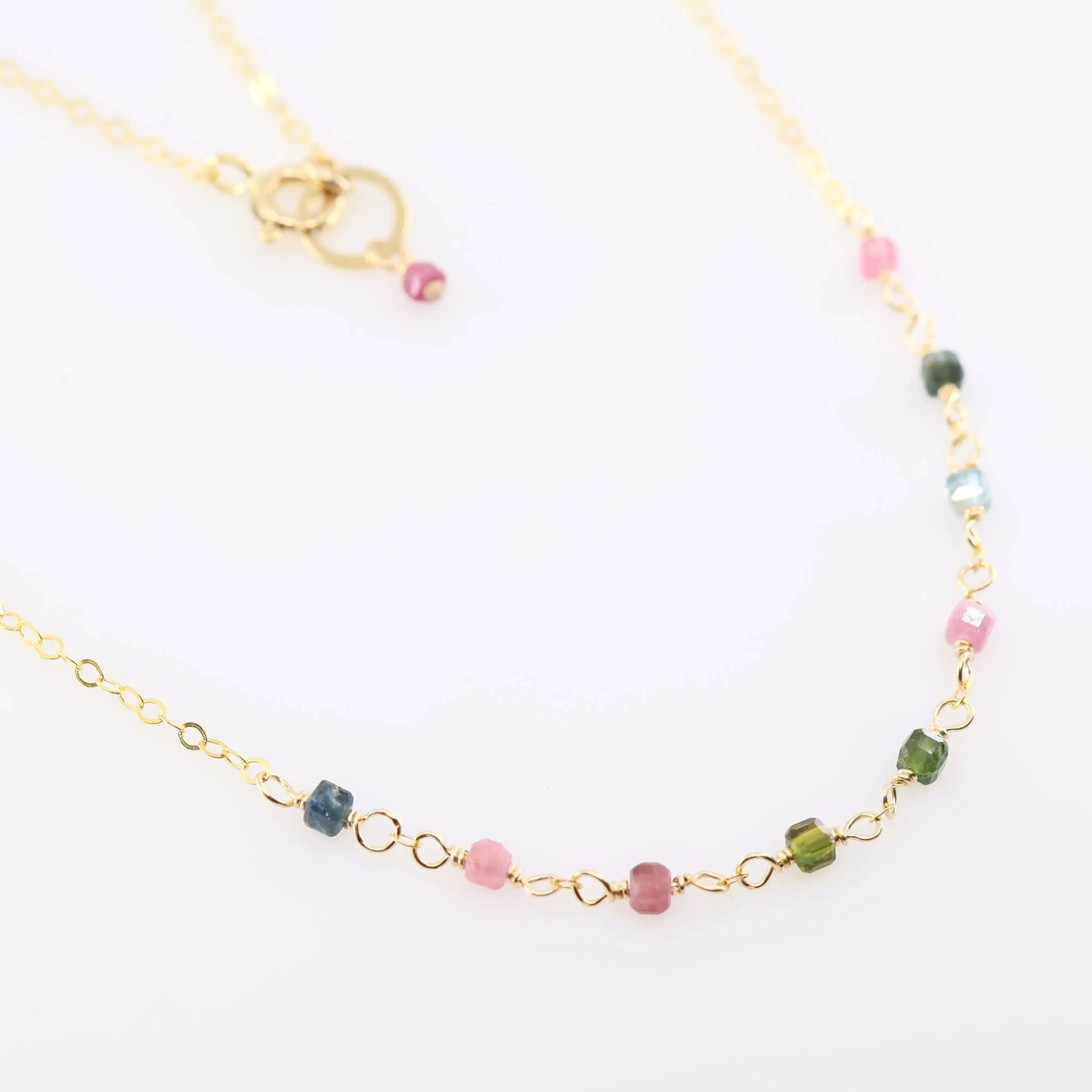 Tiny Gemstone Layering Necklace, 4 Variations