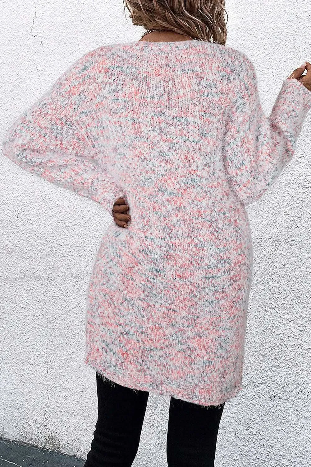 Trendy pink confetti cardigan for layering