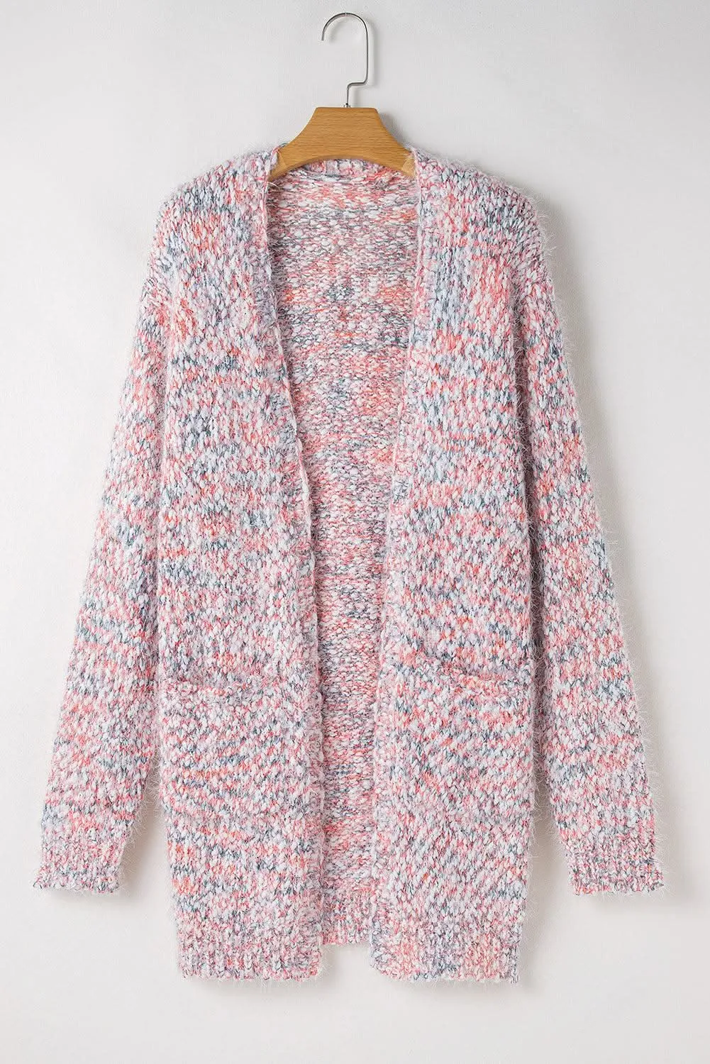 Trendy pink confetti cardigan for layering