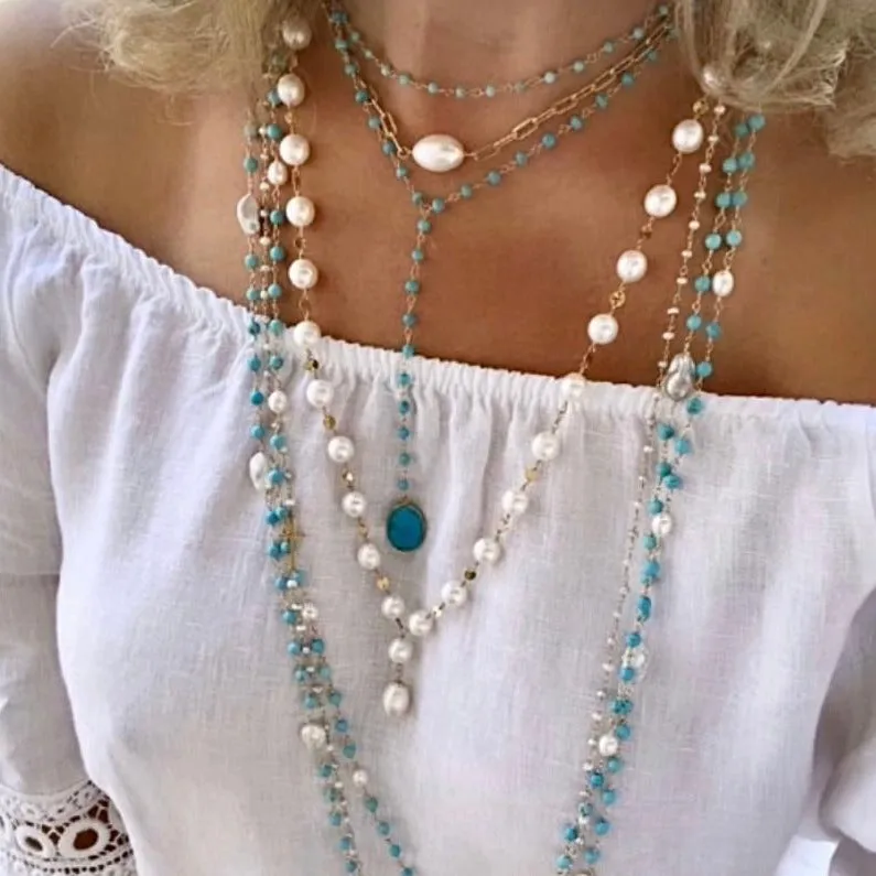 Turquoise Beads Necklace - Joy