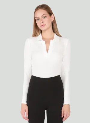 V-Neck Polo Long Sleeve Bodysuit