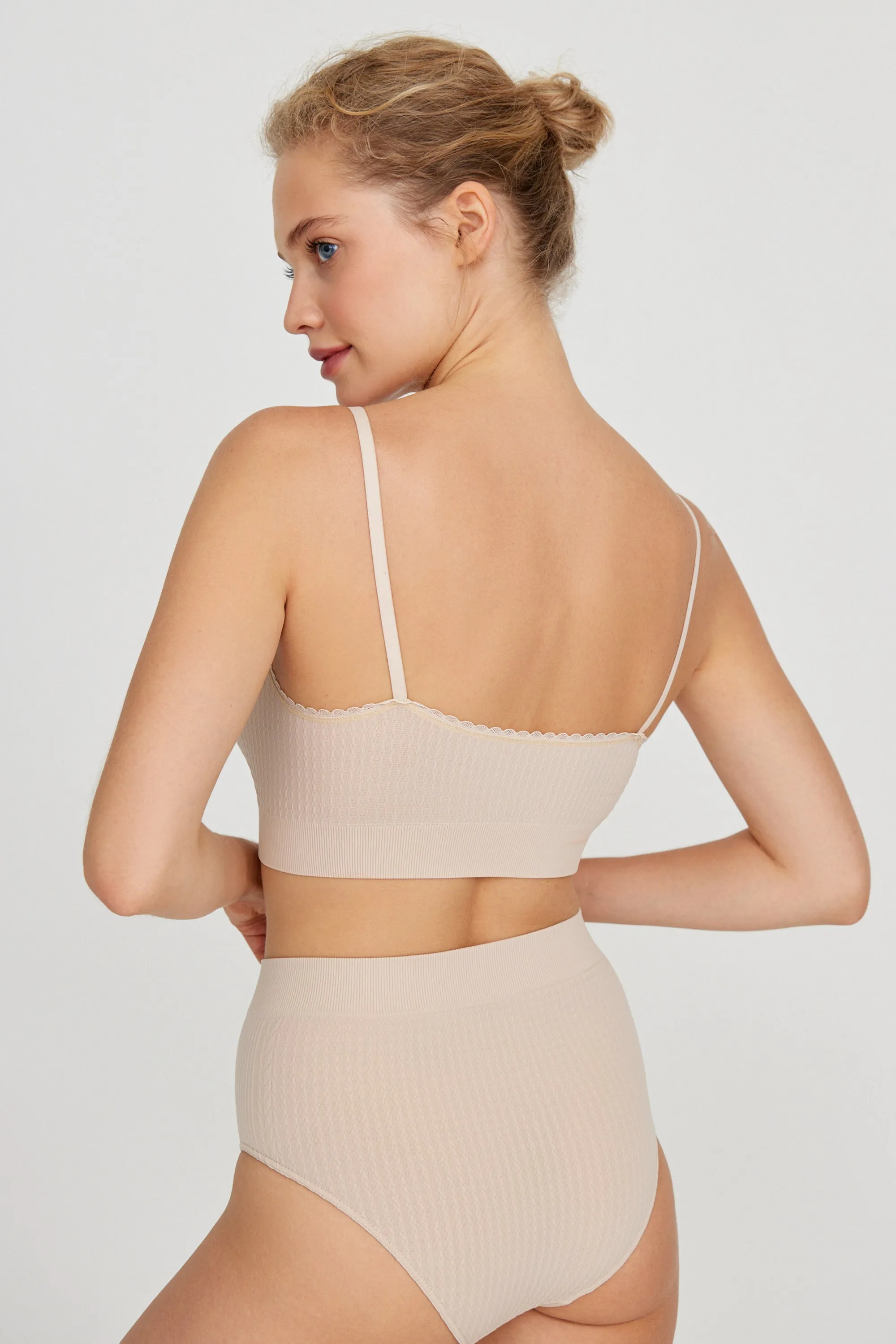 V-neck textured knit top